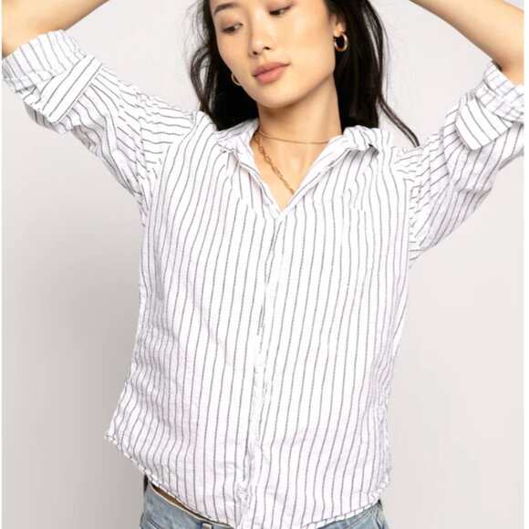 Frank & Eileen Barry Striped Tailored Button-Up Shirt Size XS - Picture 15 of 16